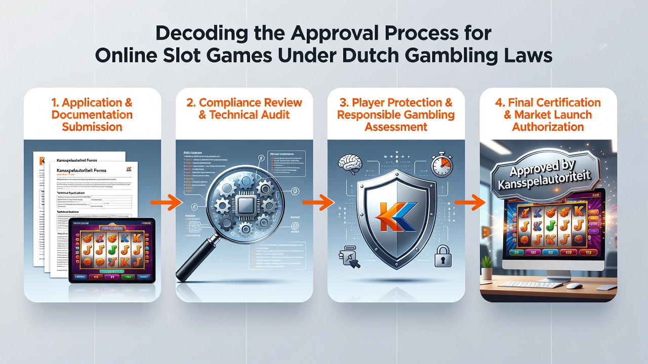 Diagram van technische tests en certificering voor slotspellen met focus op RNG en compliance in Nederland