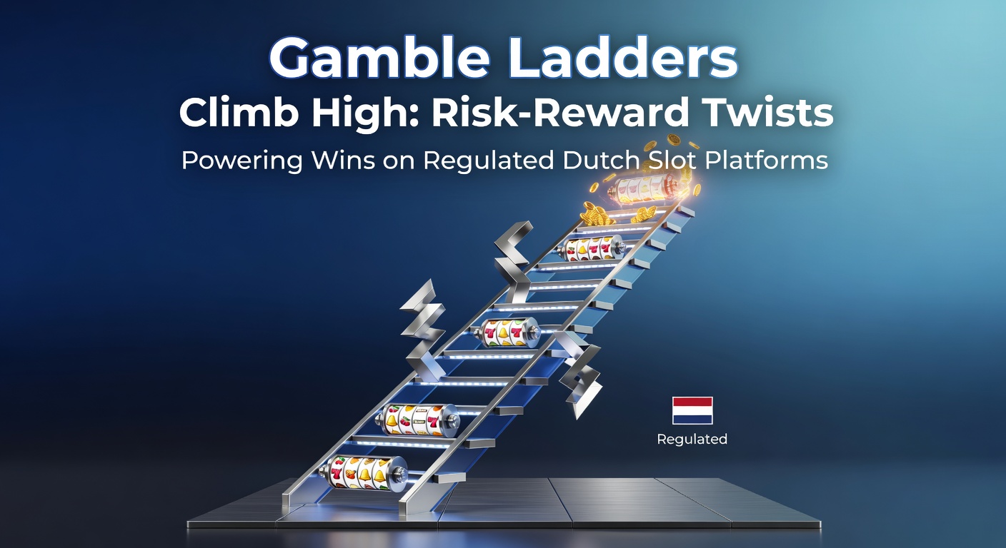 Schermafbeelding van een gamble ladder feature in een populair online slotspel, met klimmende multipliers en risico-opties