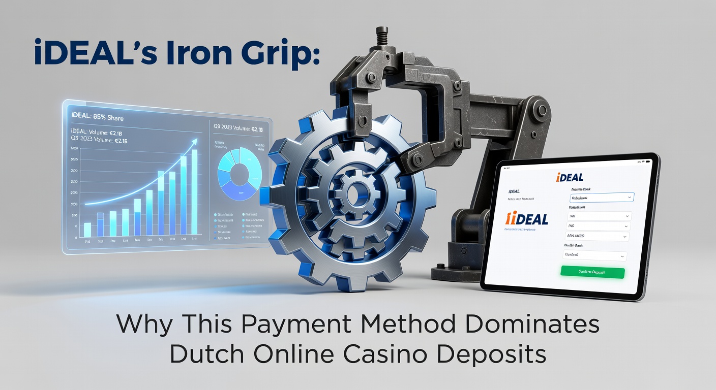 iDEAL betaallogo geïntegreerd in een online casino interface met Nederlandse banken op de achtergrond