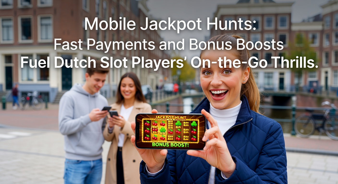 Nederlandse speler draait mobiele jackpot slot op smartphone tijdens treinreis, met vallende munten en bonus symbolen op het scherm