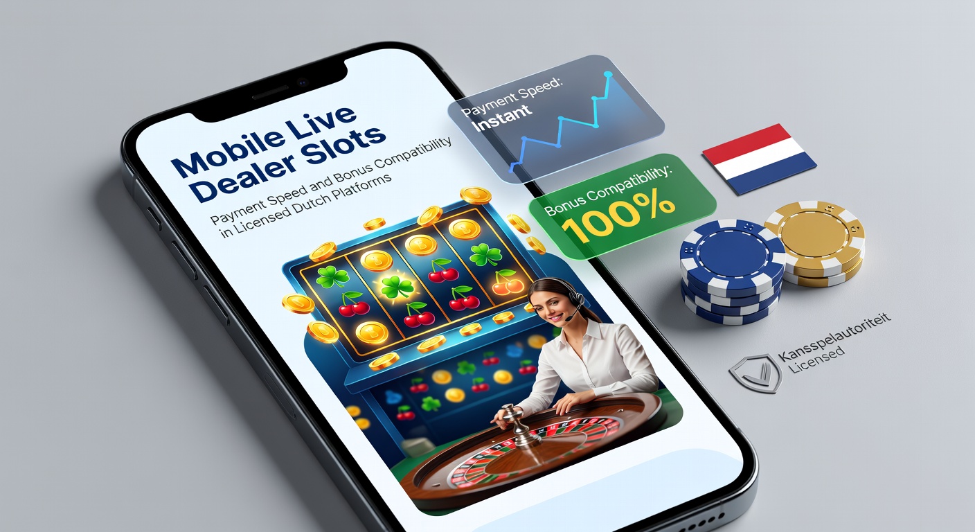 Schermafbeelding van een mobiele live dealer slot met dealer aan tafel en snelle betaalopties zichtbaar