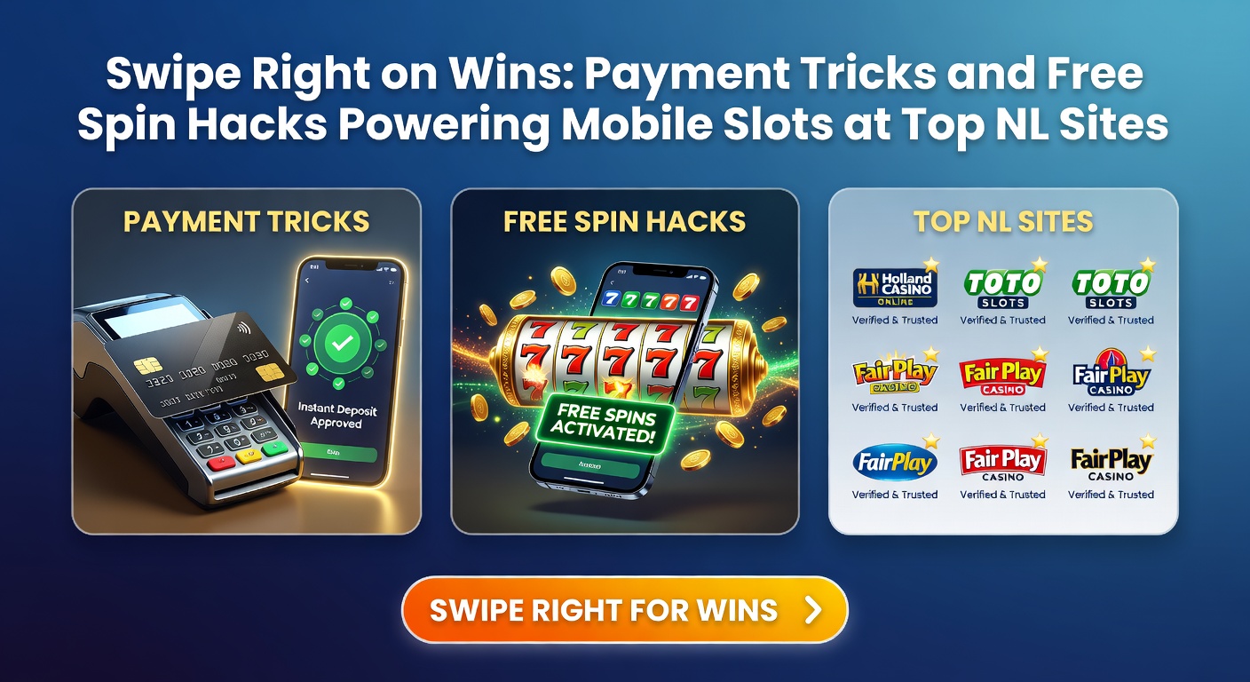 Schermafbeelding van een mobiel casino met betalingsopties en free spin bonus op een populaire slot