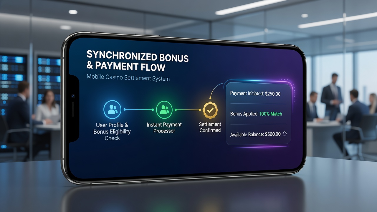 Mobiele interface met gesynchroniseerde bonus en betalingsstatus